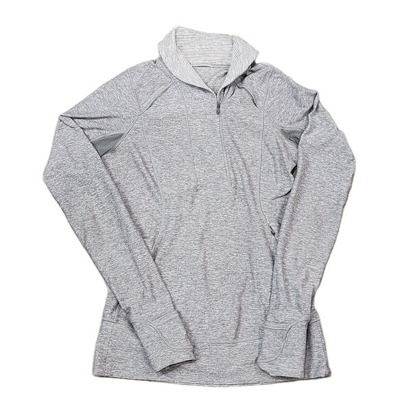 LULULEMON GRAY 1/4 ZIP STRETCHY ZIP POCKETS SWEATSHIRT PULLOVER SIZE 4 - Picture 8 of 11